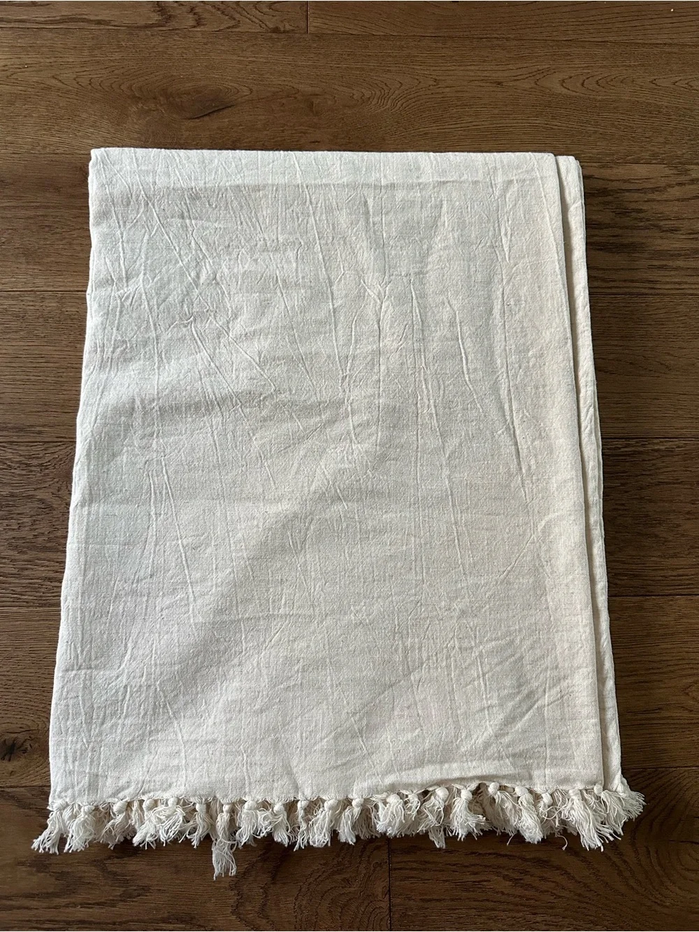 Threshold Cotton Linen Light Weight Small Table Cloth Fringe 60”x77”